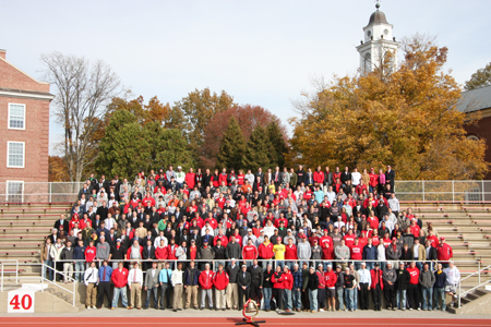 Faculty, staff and students gather for a community photo