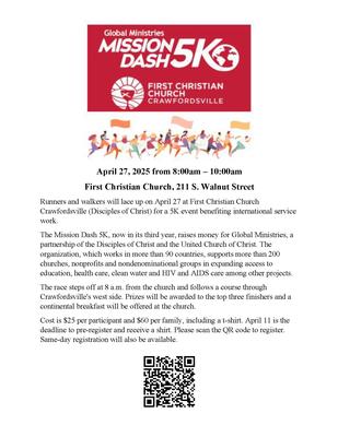 First Christian Church 5K Walk/Run - April 27, 2025