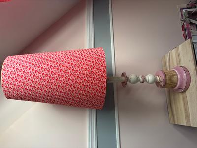 Vintage lamp with fabric shade-$10