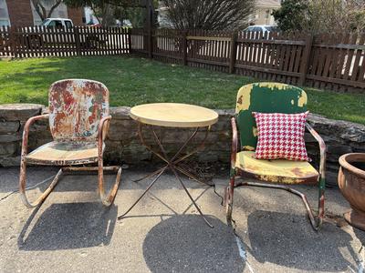 Vintage Metal Motel Chairs & Table--$30