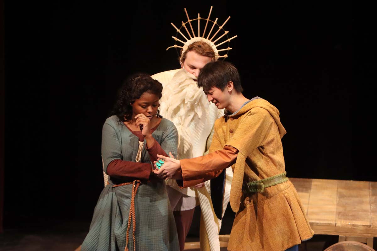 Sebastian Wang ’22 (right) stars in Wabash Theater Department’s play “The Amateurs.”