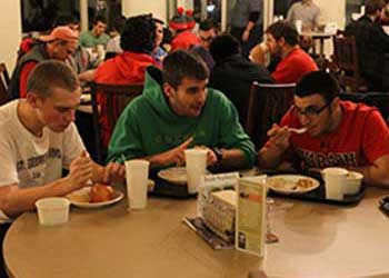 Students enjoying their food at Sparks