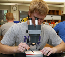 Student in the lab