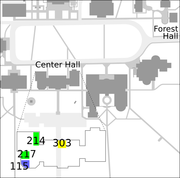 map of central campus showing locations of offices