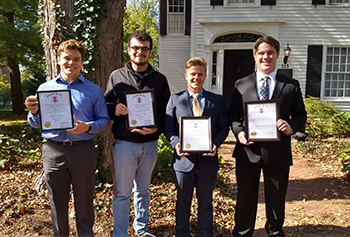 LPH 2017 inductees (left to right): Kaz Koehring ’18, Walker Hedgepath ’19, Jack Kellerman ’18, Ben Johnson ’18, Michael Krutz ’18 (not pictured)