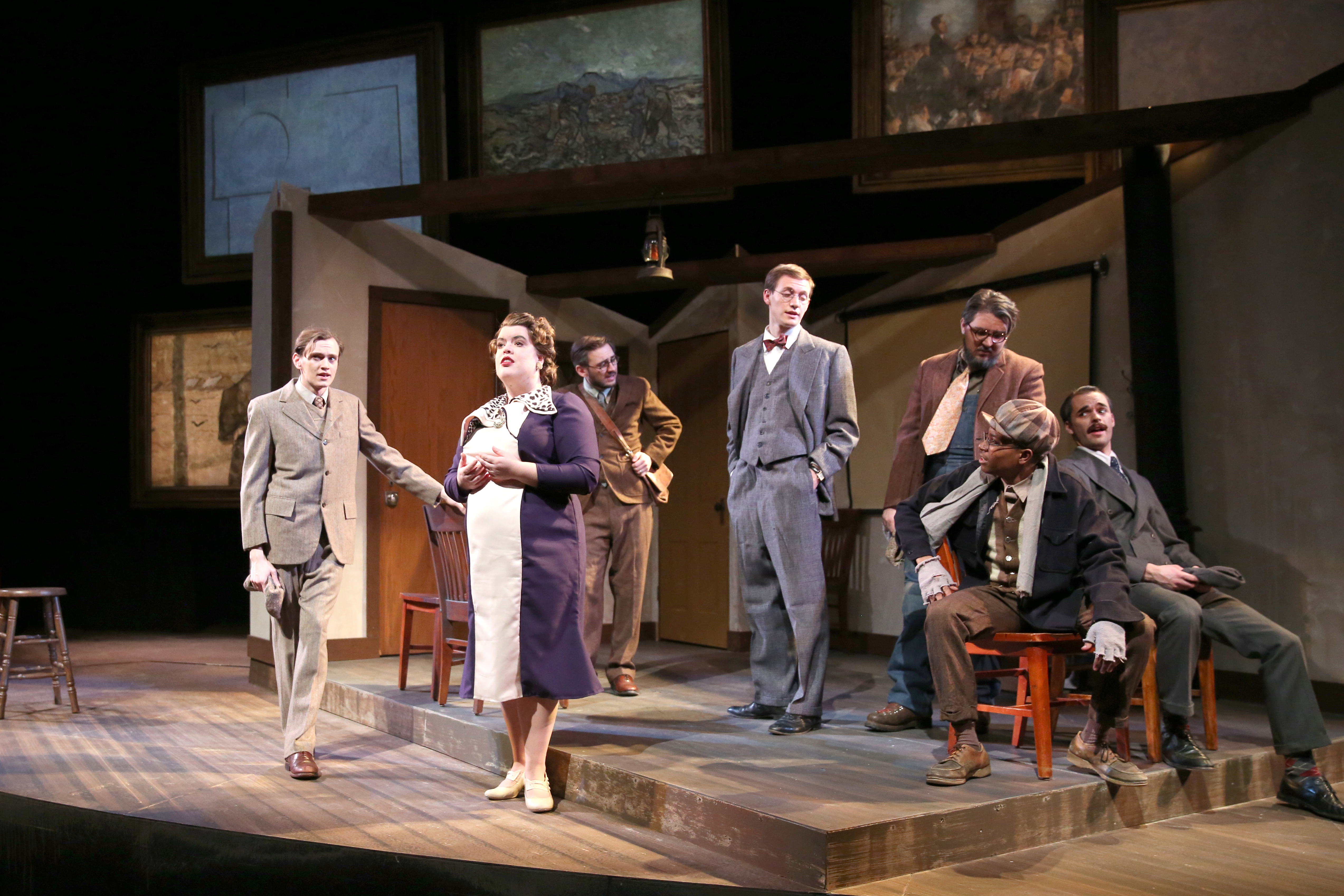 Scene from The Pitmen Painters on the Ball Theater stage.