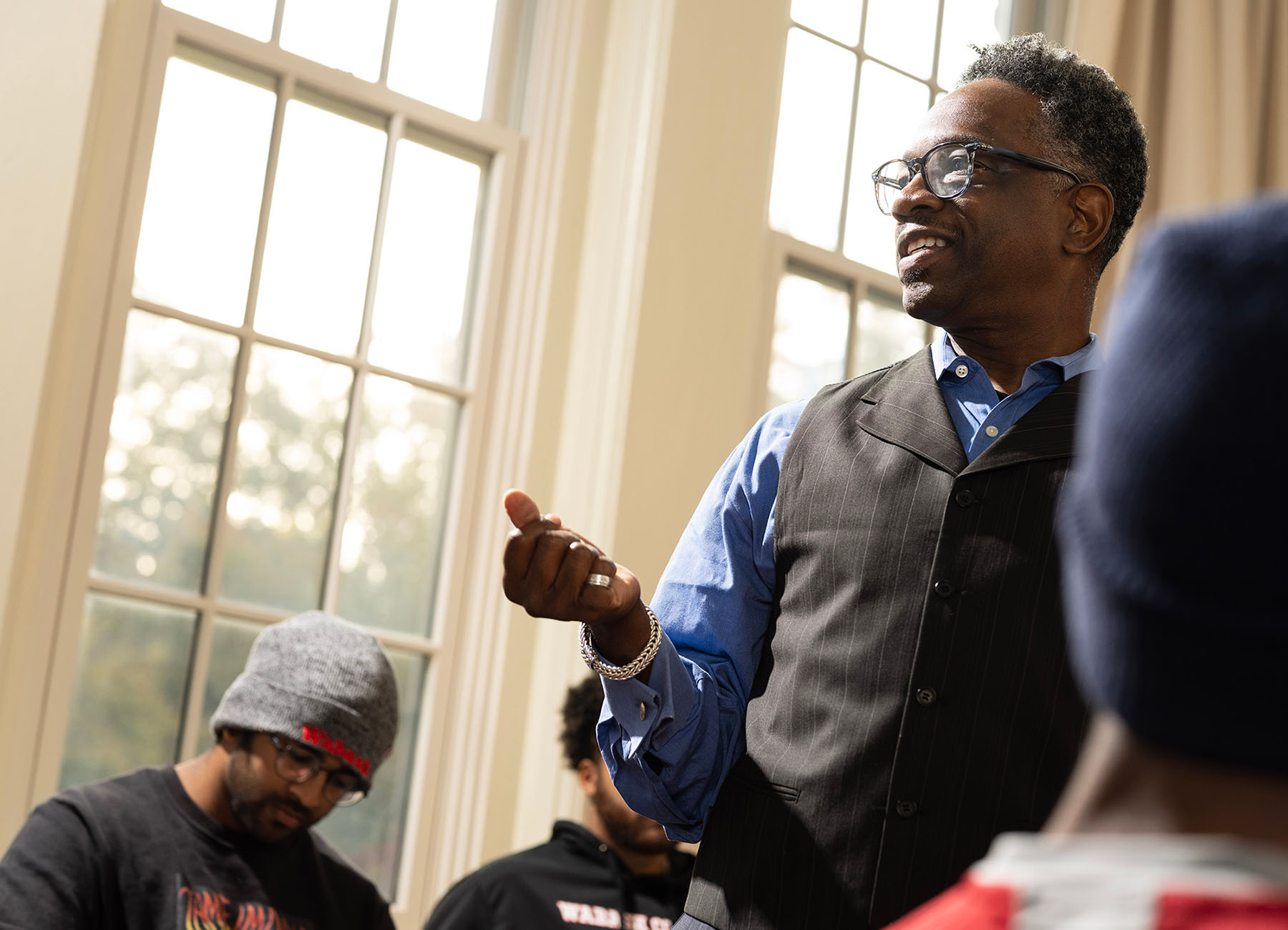 a teacher leading a class discussion