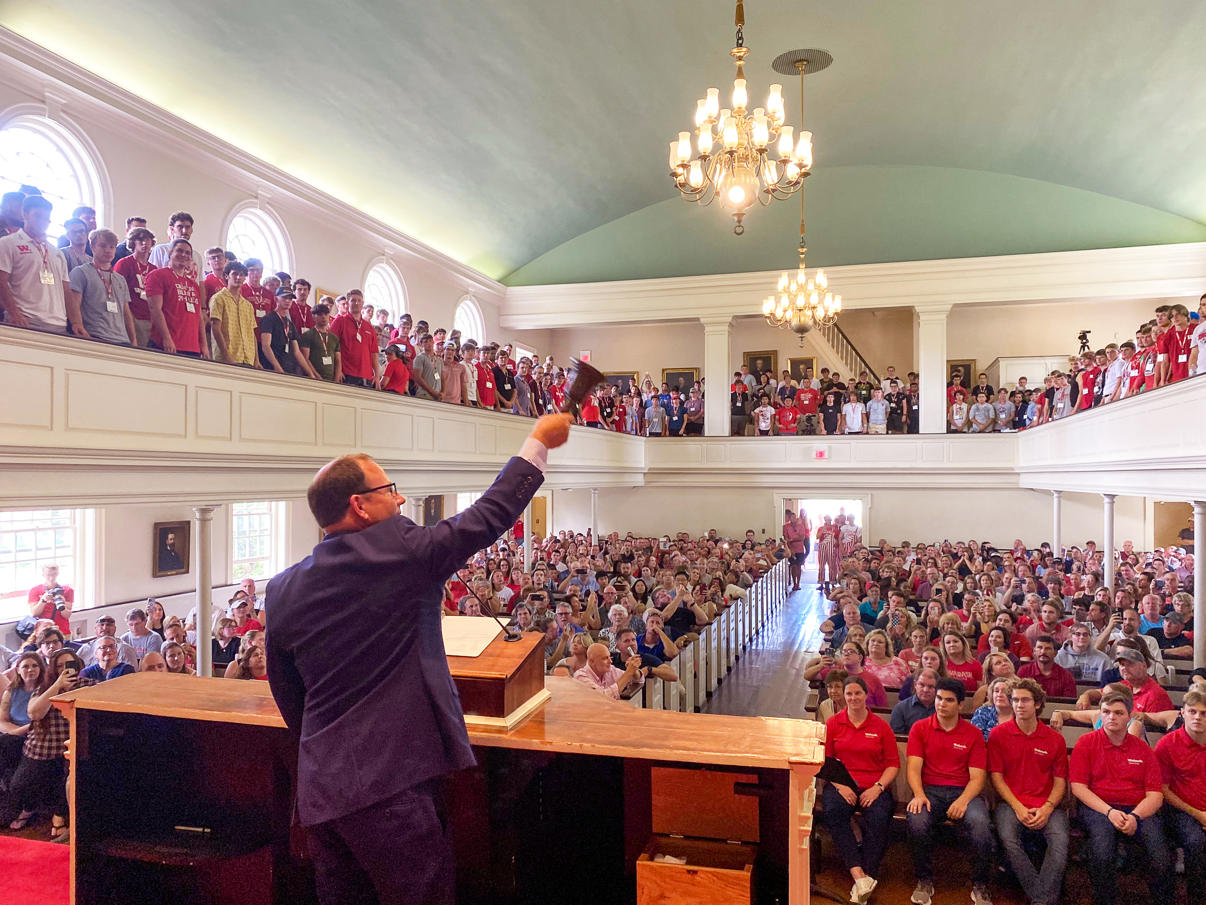photo of President Scott Feller ringing in the class of 2026