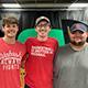 Jakob Faber ’23, Jacob Paige ’23, and Jakob Goodwin ’23 outside the podcast studio for the final time as students.