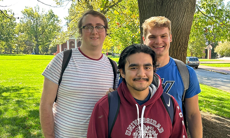 Recipients of the Kenneth Rhys Rudolph Memorial Scholarship in 2023, Ethan Brown ’24, Jesus Monrroy ’24, and Calvin Pawlowski ’24