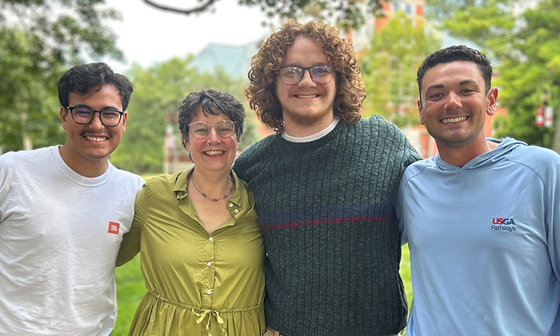Alejandro Cruz ’27, Professor Heidi Winters-Vogel, Carson Wirtz ’26, and Sean Bledsoe ’26.