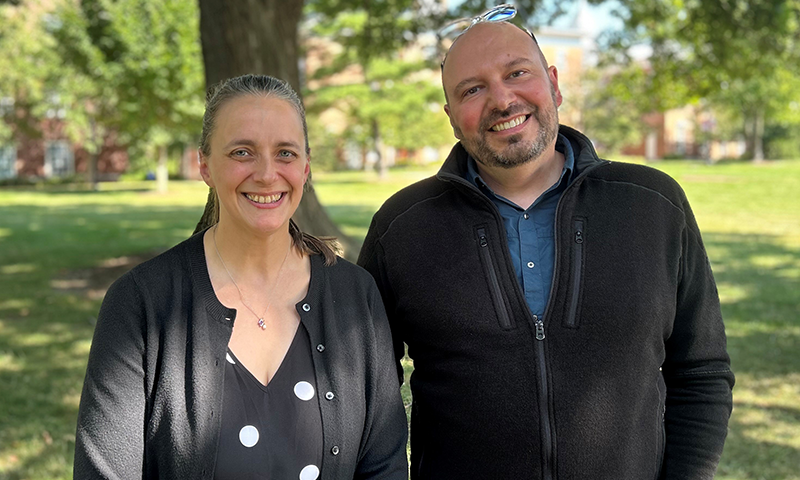 Collaborative partners in color dye chemistry, Dr. Laura Wysocki of Wabash College and her colleague Dr. Luke Lavis of the Janelia Research campus.