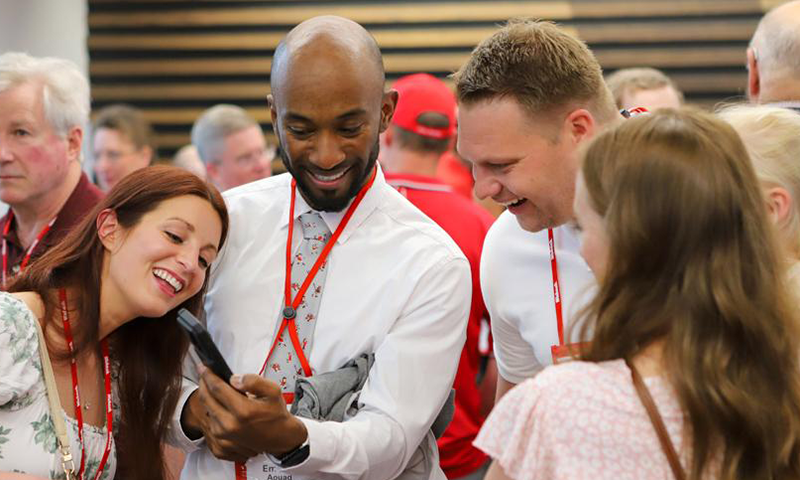 Emmanuel Aouad &rsquo;10 shares a photo with Garrett Bonk &rsquo;12 at the 2025 Big Bash Reunion Weekend.