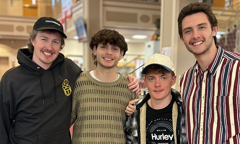 Director Rory Willats &rsquo;17 and student actors Trezdin Hair &rsquo;27, Hunter McArthur &rsquo;29, and Ben Donaldson &rsquo;29.