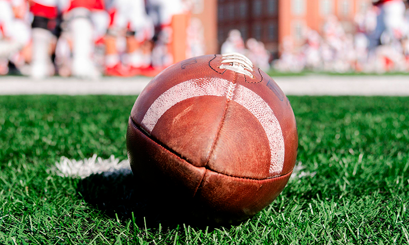 A football on the sideline