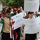 Students chant during a campus-wide unity march.