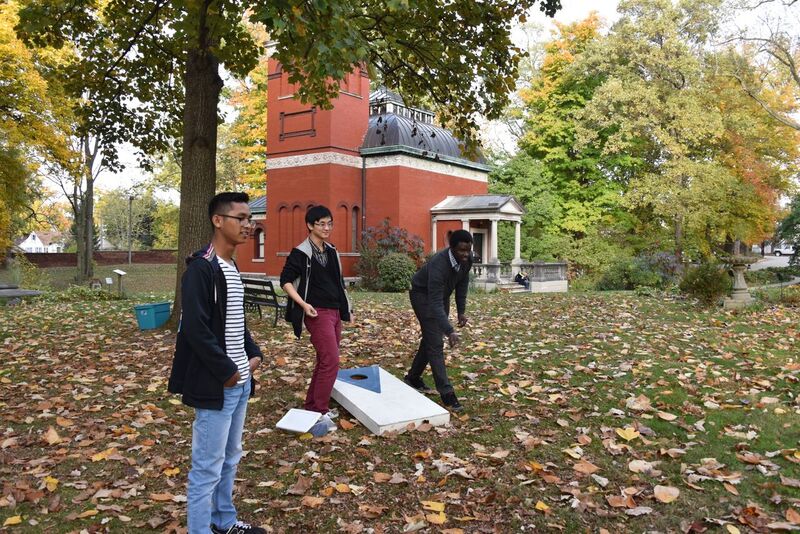 Sopheara, Yang and Emmanuel near Lew Wallace Study