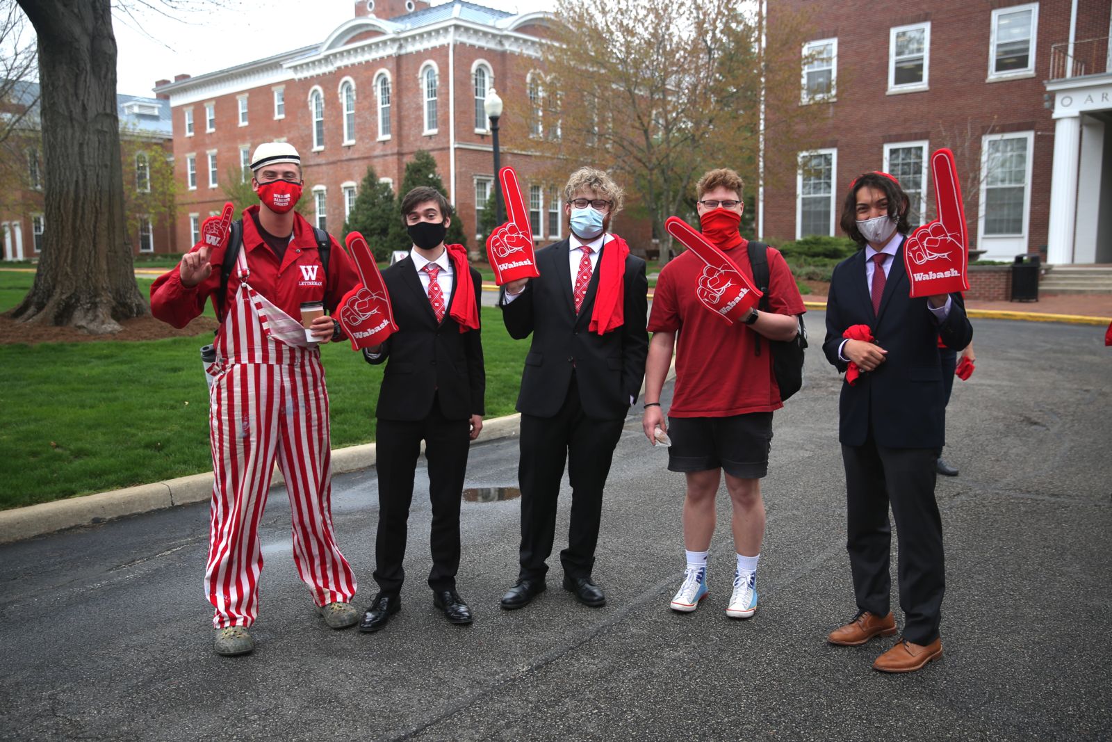 Students showed off #AllforOneWabash pride with T-shirts and foam fingers on April 8 in celebration of the College’s Day of Giving.