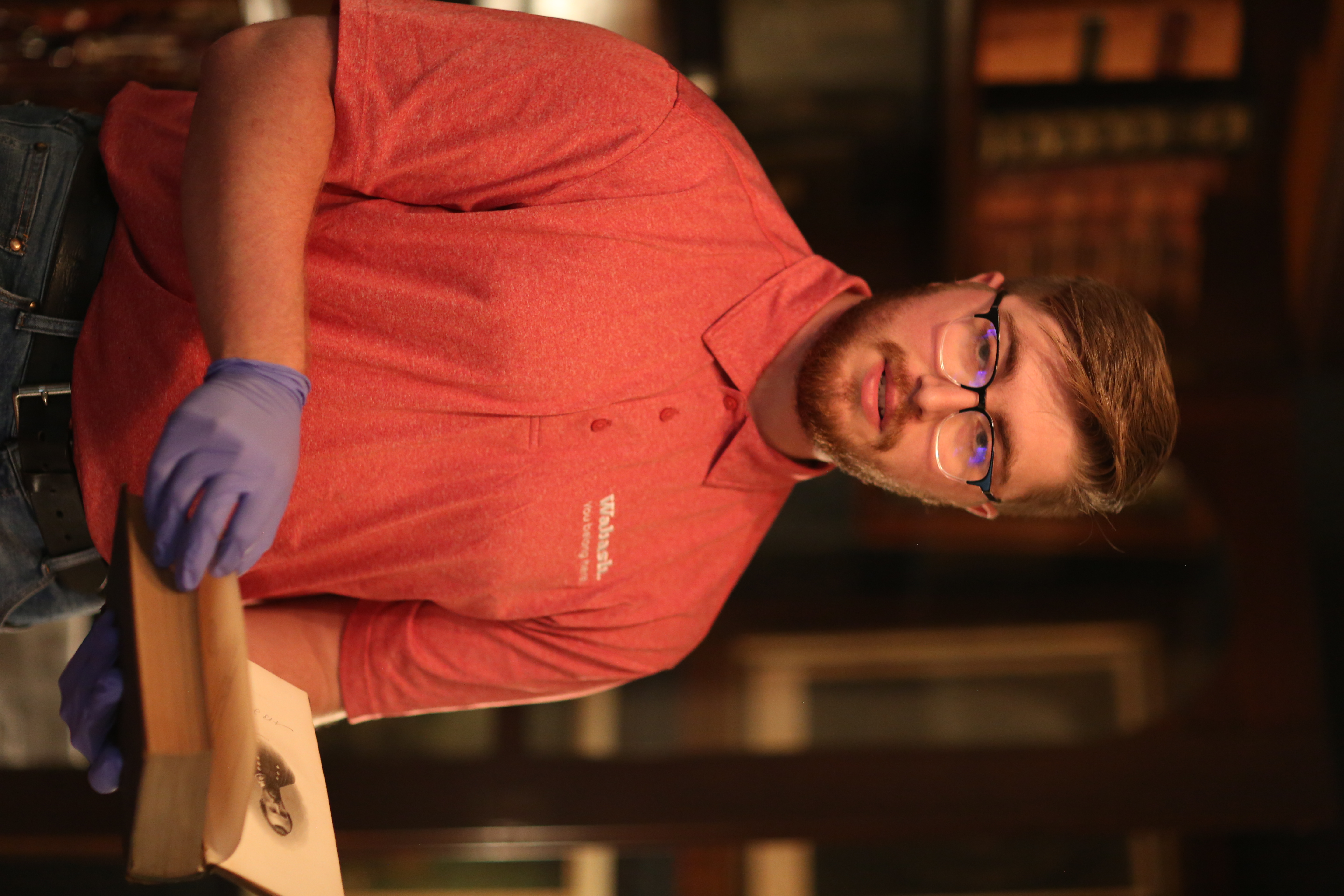 Owen Bennett ’24, assistant director of Montgomery County Historical Society at Lane Place, gives a tour at the local museum.  