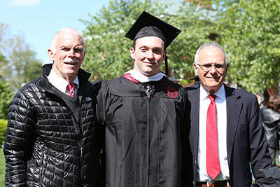 Jack Belford '16 (center) with Bruce Polizotto '63 (right) who referred Belford