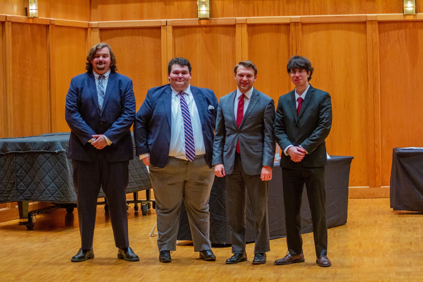 Moot Court finalists Andrew Hollingsworth, Jakob Goodwin, Cooper Smith and Vasilios Antonopoulos  