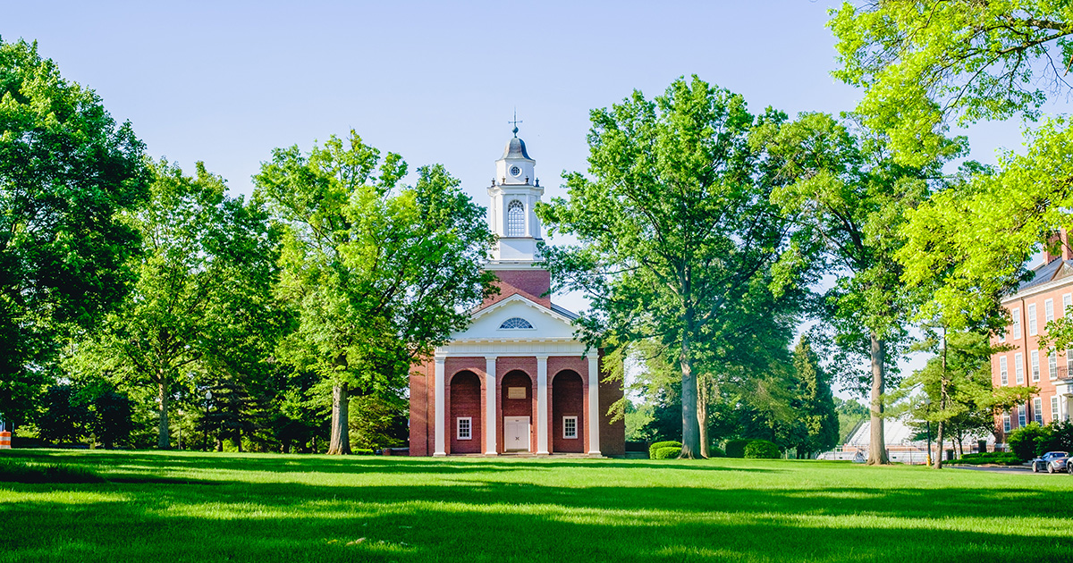 Pioneer Chapel sits at the heart of the Wabash College campus.