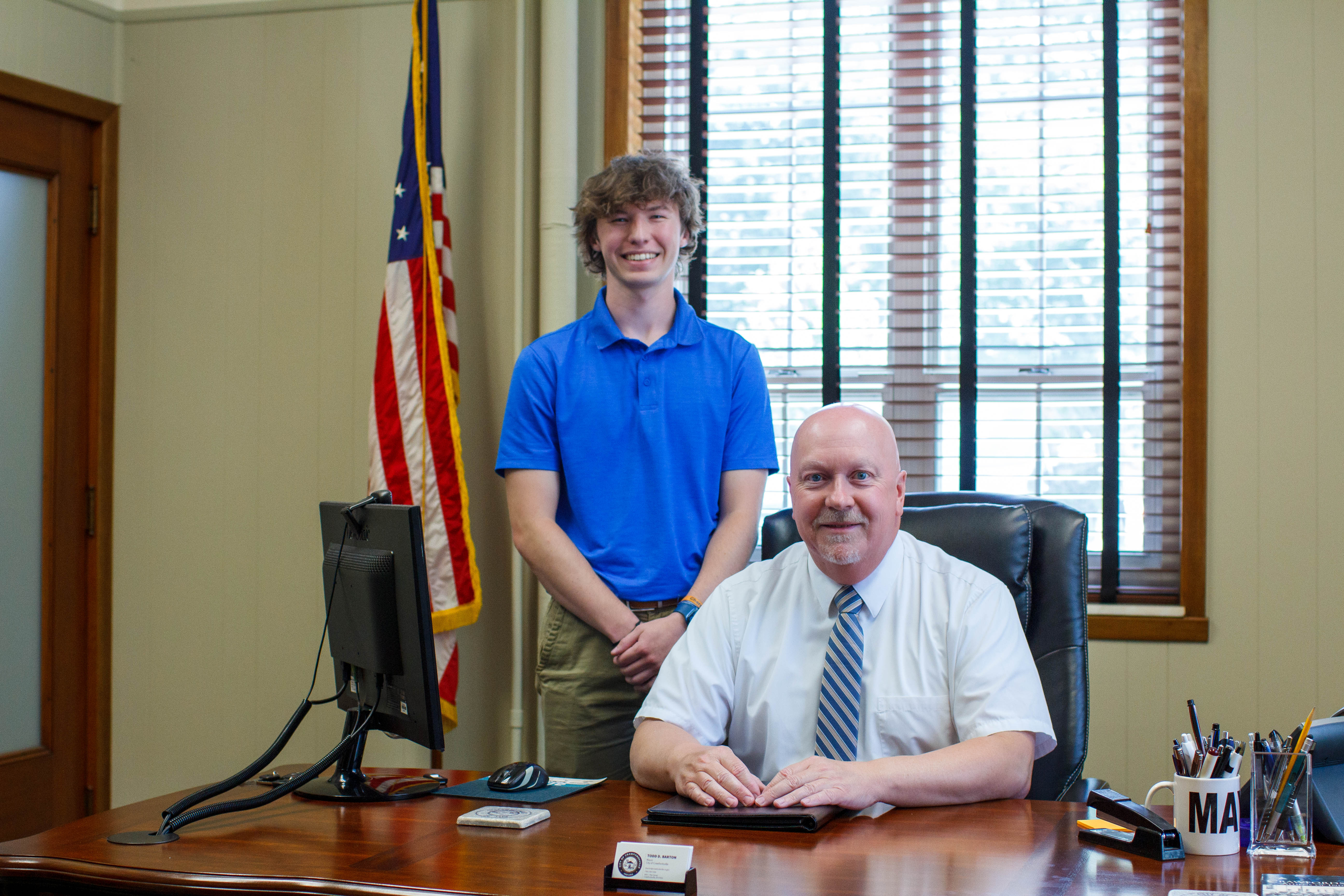 Cody and Mayor Todd Barton ’00