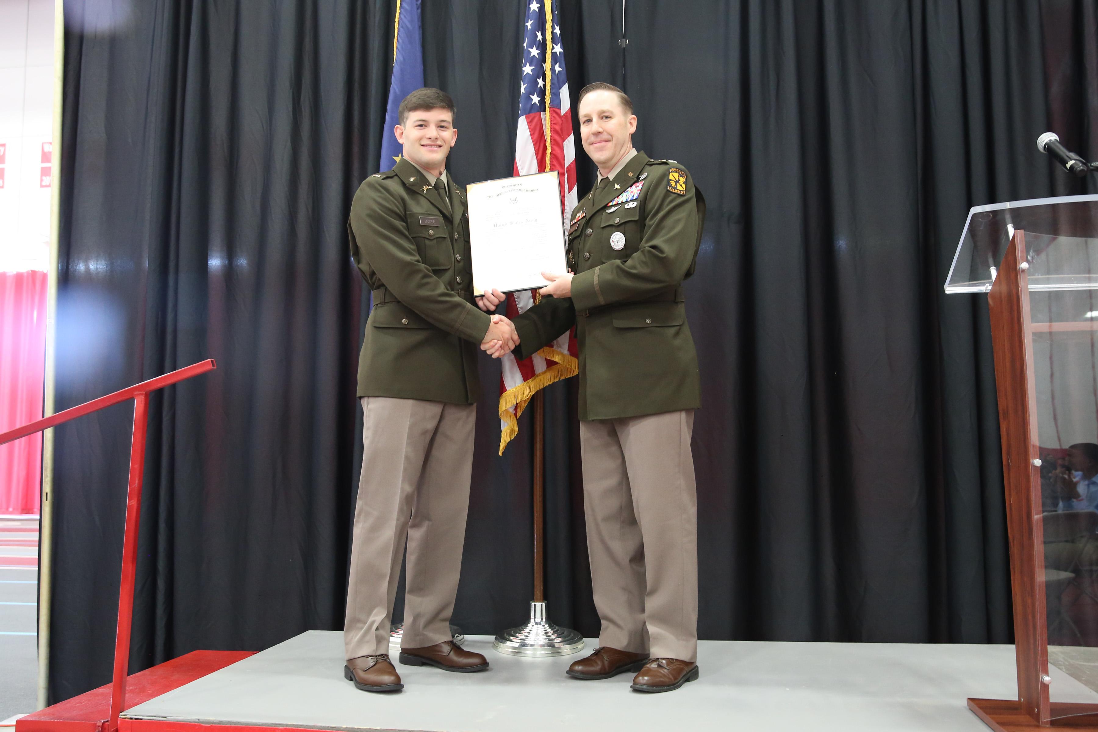 Wabash College honored Jordan Hodge ’24 who commissioned as a lieutenant in the U.S. Army after completing his ROTC training.
