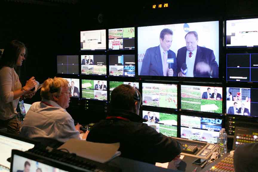 Inside the AXS TV production truck during the 2012 broadcast.