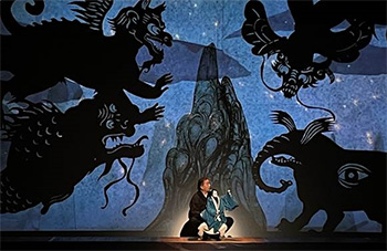 The story will be told using figurative puppets inspired by Kuruma Ningyo, traditional Japanese puppetry that dates to the 19th century, as well as projections, shadows, and live feed video of manipulated objects.
