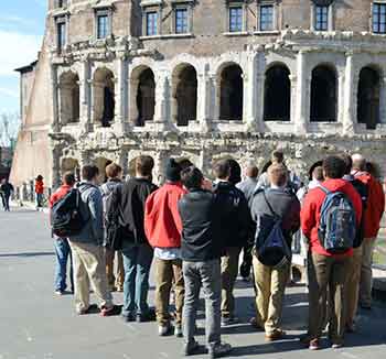 Wabash students getting their first look at the Theater of Marcellus