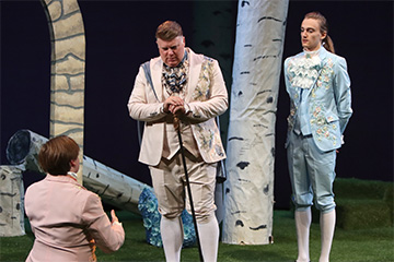 (from left) Tiernan Lee Doran, Dan Rogers, and Nathan Ellenberger in the Wabash Theater Production of As You Like It. 