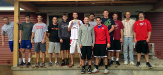 Sigma Chi volunteers with alum Bill Fell.