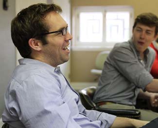 Jeremy during an informal lunch with students.