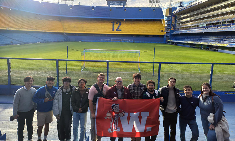 The class poses for a picture at Boca Juniors' stadium in Buenos Aires, Argentina.