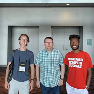 Clark Criddell ‘22 with Devin Vanyo ’22 and Professor Colin McKinney at MAA Mathfest in Cincinnati, 2019