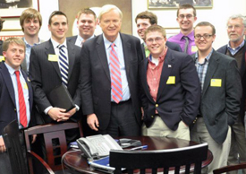 Wabash men talking rhetoric and politics with MSNBC's Chris Matthews