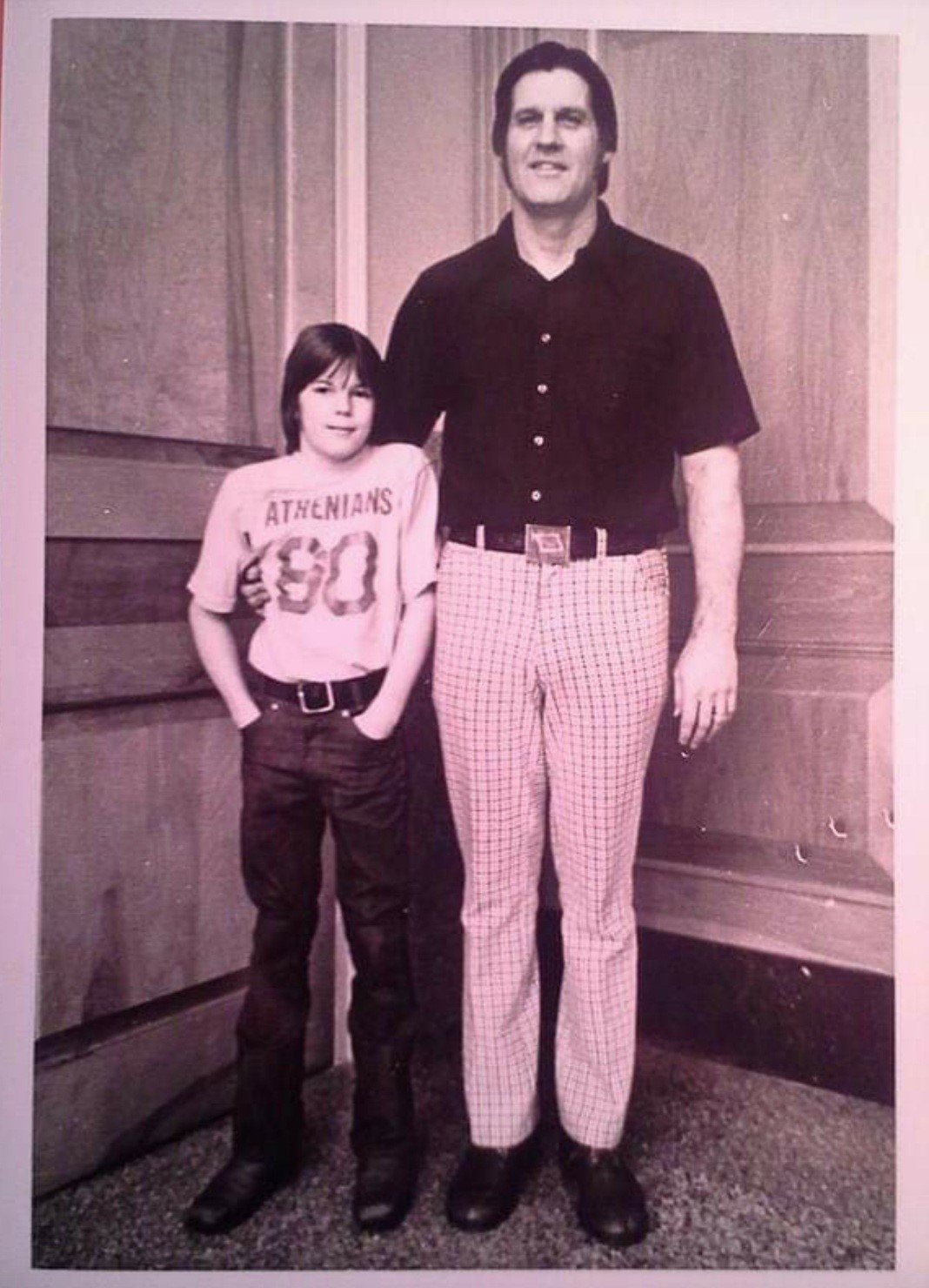 Tim ’87 and Max ’58 Servies in 1976. Both were star student-athletes, campus leaders, and named into the Wabash College Athletic Hall of Fame. 