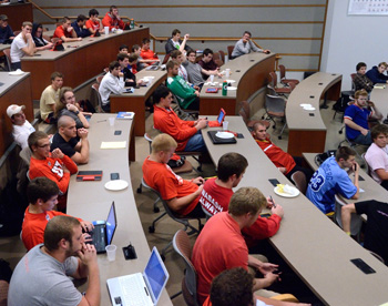 The first Presidential debate drew more than 100 students.