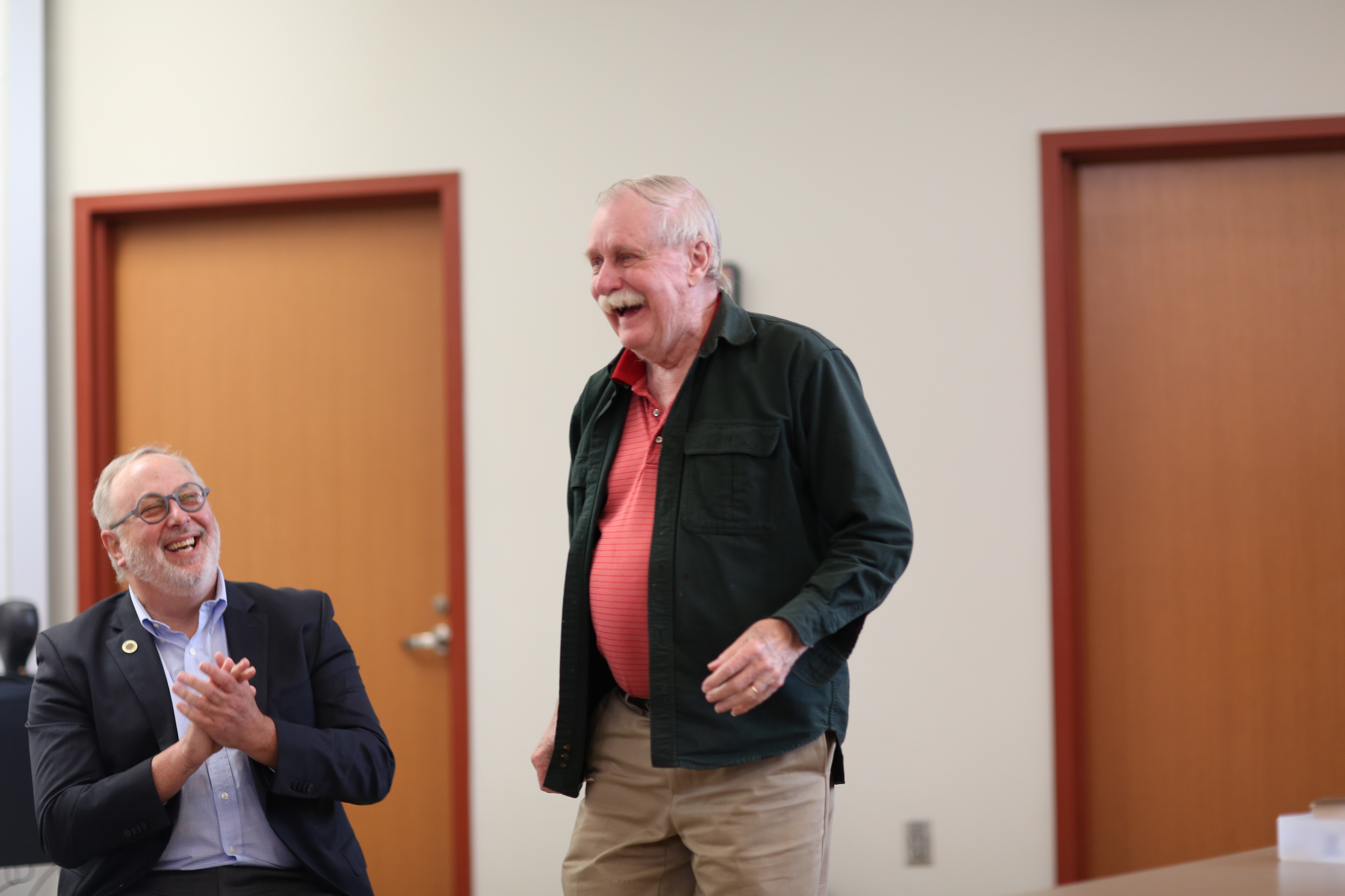 Professor of Chemistry John Zimmerman H’67 was surprised at the Careers in Chemistry panel where President Scott Feller and Professor of Chemistry Dr. Laura Wysocki announced the establishment of a new teaching fund named in his honor. 