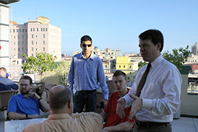 Professor Hollander lectures on a rooftop in Havana, Cuba