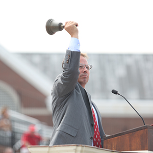 Wabash President Scott Feller rang in the Class of 2025 on Saturday, August 21, 2021.