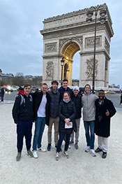 Students pictured near the Arc de Triomphe.