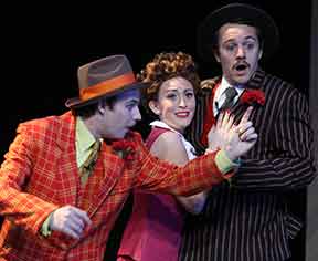 Nathan Muha, Elizabeth Hutson, and Patrick Kvachkoff in Guys and Dolls