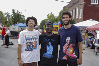 Christian Gray '25 (left) represented the Malcolm X Institute at the 2024 Celebration of Unity event in downtown Crawfordsville.