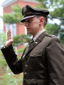 Gross takes the Oath of Enlistment on the Wabash Mall.