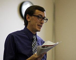 Horner '15 presents his short story at the Celebration of Student Research.