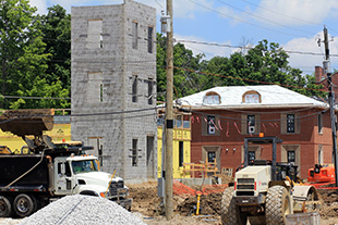 Work continues on the Residential Life District.