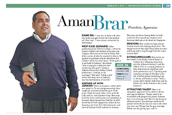 Aman Brar '99 (Indiana Business Journal image).