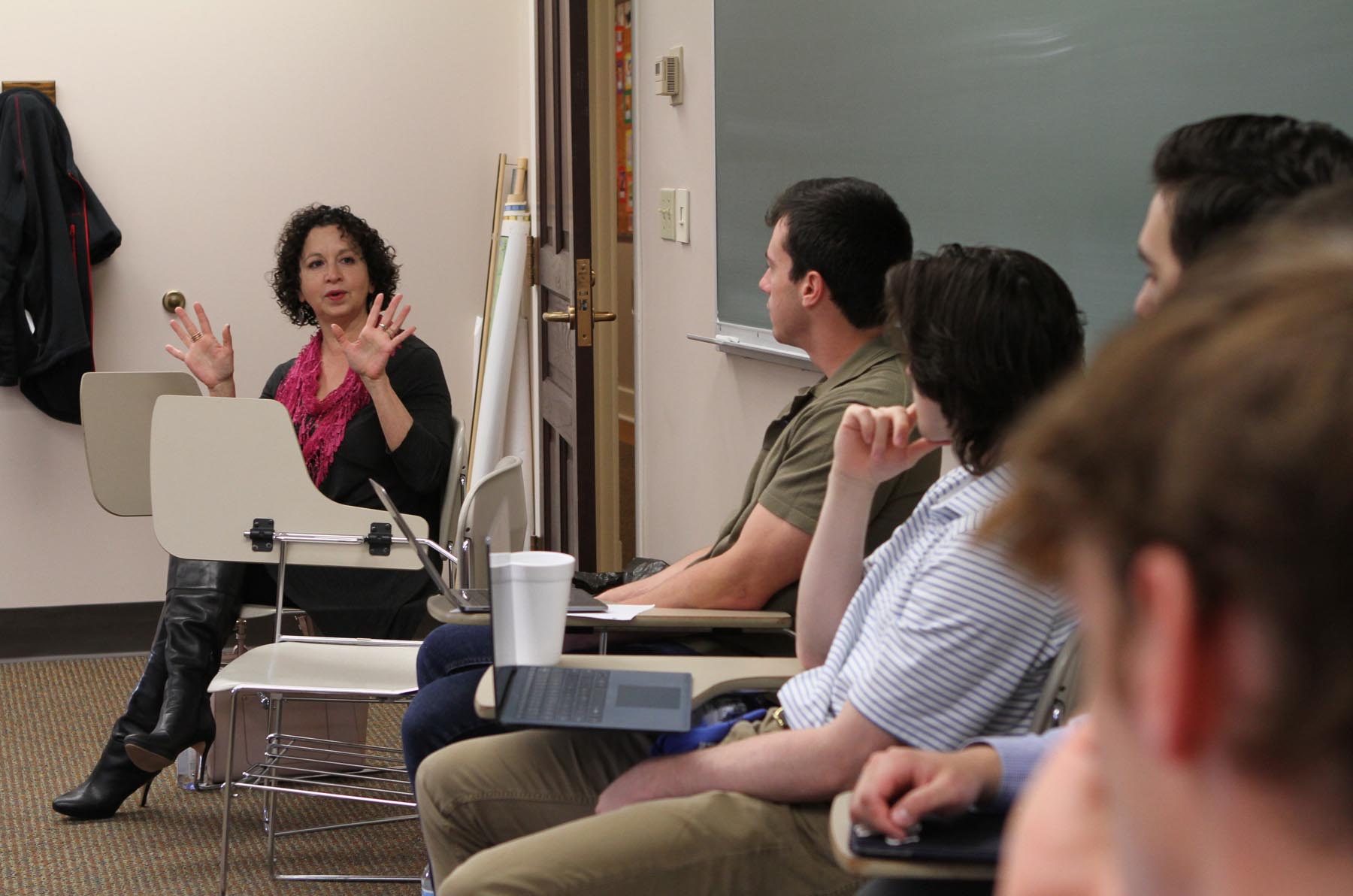 Dr. Lisa A. Flores talked about her research background, what motivates her work, and gave students tips on how to grow as rhetorical scholars. 